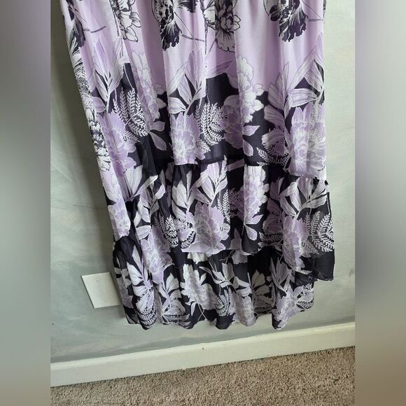 Vince Camuto Purple Sheath Faux Wrap Hi Low Hem Plus Size 18W Lined Floral - Picture 5 of 8